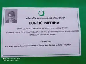 Preminula Mediha Kopčić
