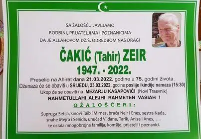 Preminuo Zeir Čakić