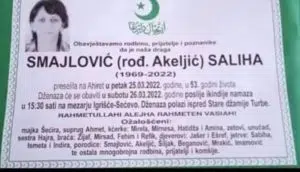 Preminula Saliha Smajlović