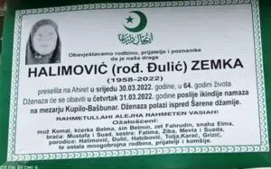 Preminula Halimović Zemka