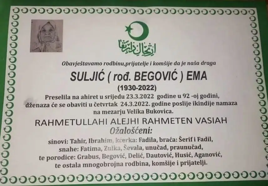 Preminula Ema Suljić