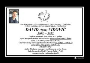 Tragično preminuo David Vidović