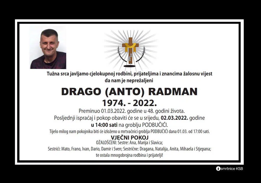 Preminuo Drago Radman
