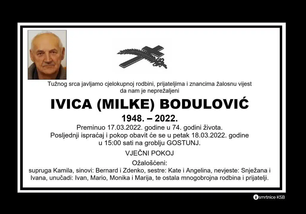 Preminuo Ivica Bodulović