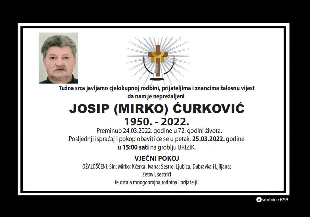 Preminuo Josip Ćurković