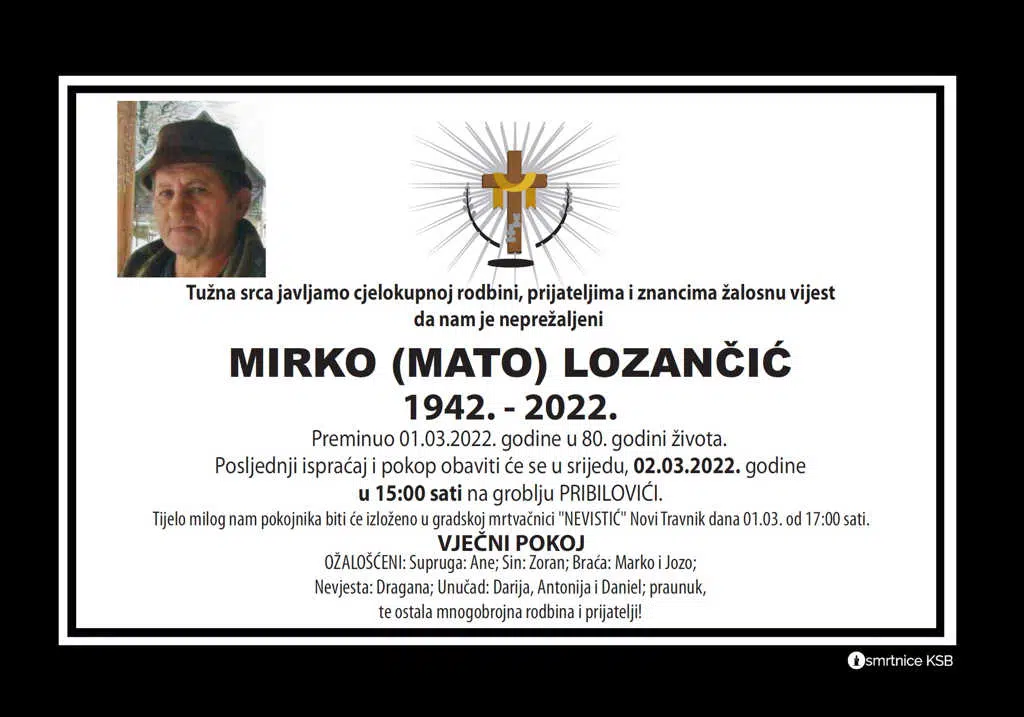 Preminuo Mirko Lozančić