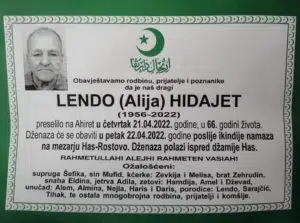 Preminuo Hidajet Lendo