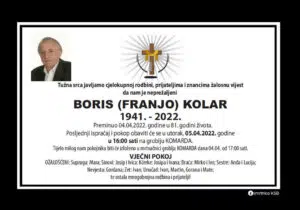 Preminuo Boris Kolar