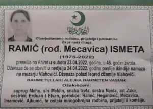 Preminula je Ismeta Ramić