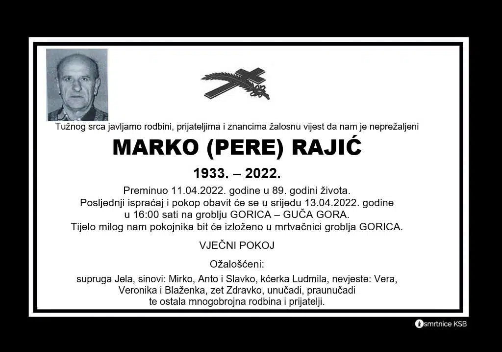 Preminuo Marko Rajić