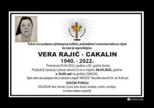 Preminula Vera Rajić-Cakalin