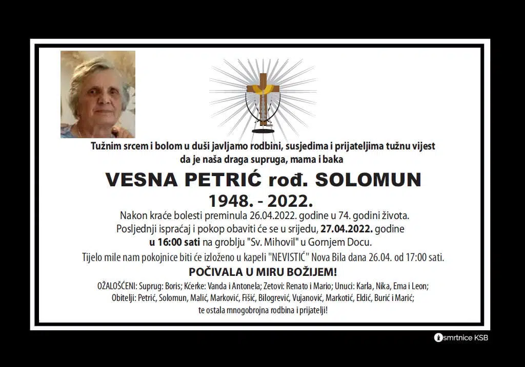 Preminula Vesna Petrić