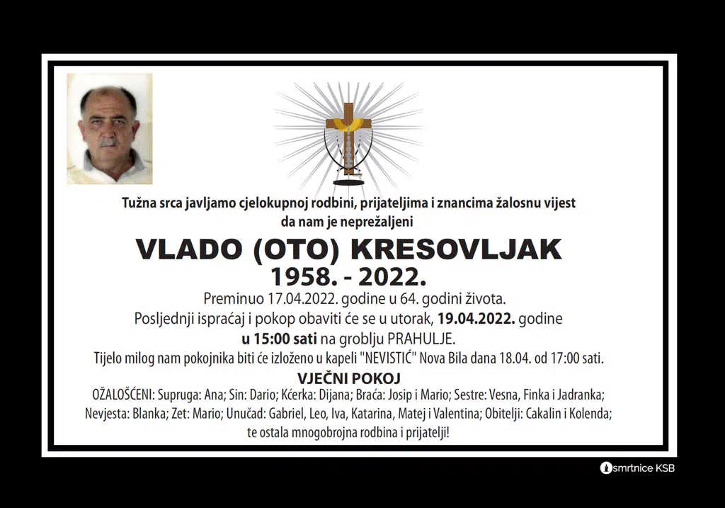 Preminuo Vlado Kresovljak