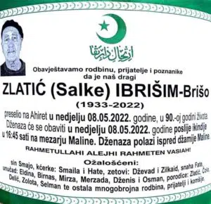 Preminuo Zlatić Ibrišim