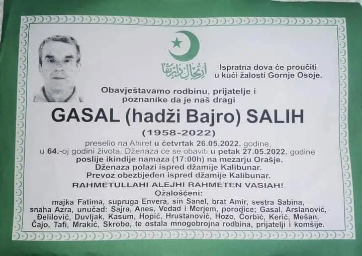Preminuo Salih Gasal