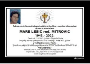 Preminula Mare Lešić