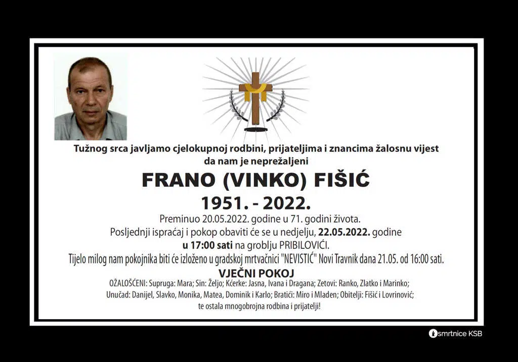 Preminuo Frano Fišić