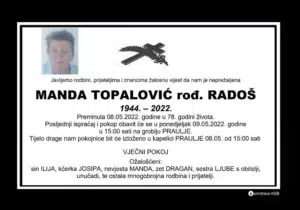 Preminula Manda Topalović