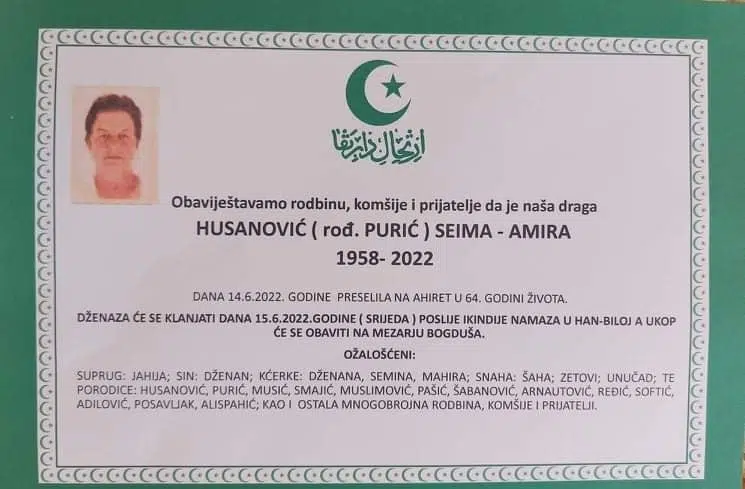 Preminula Husanović Seima – Amira