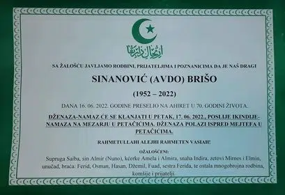 Preminuo Brišo Sinanović