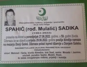 Preminula Sadika Spahić