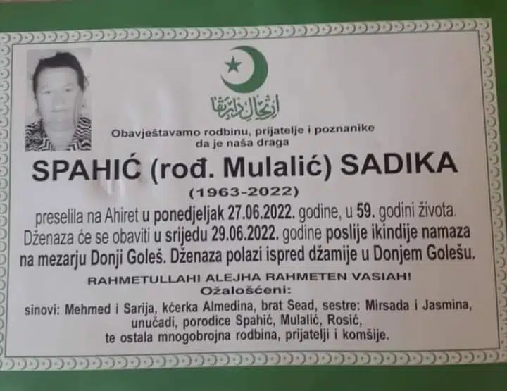 Preminula Sadika Spahić