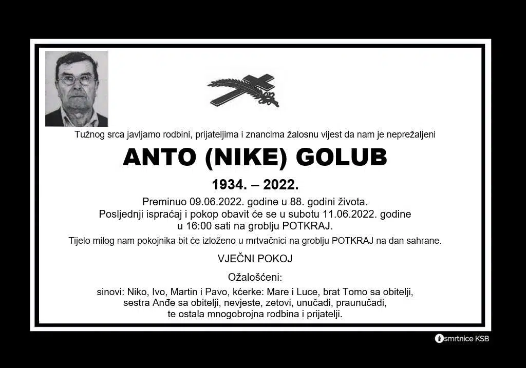 Preminuo Anto Golub
