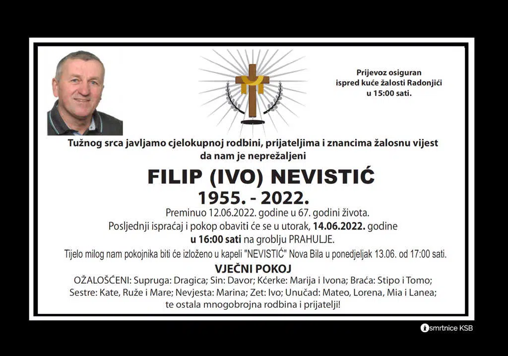 Preminuo Filip Nevistić