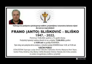 Preminuo Frano Slišković