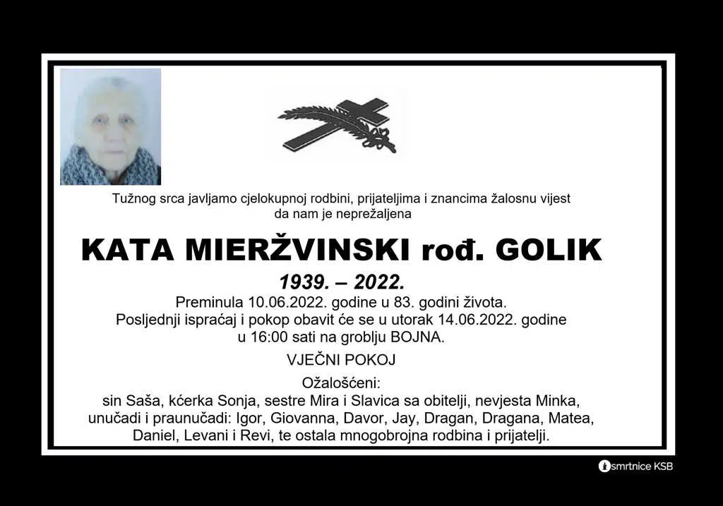 Preminula Kata Mieržvinski