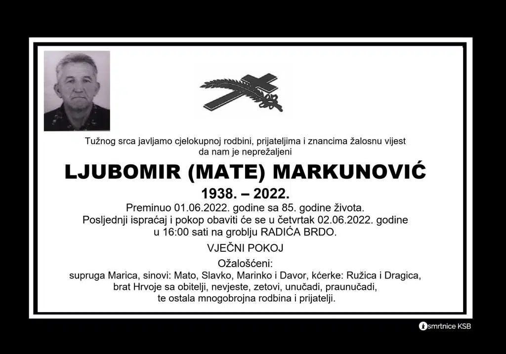 Preminuo Ljubomir Markunović