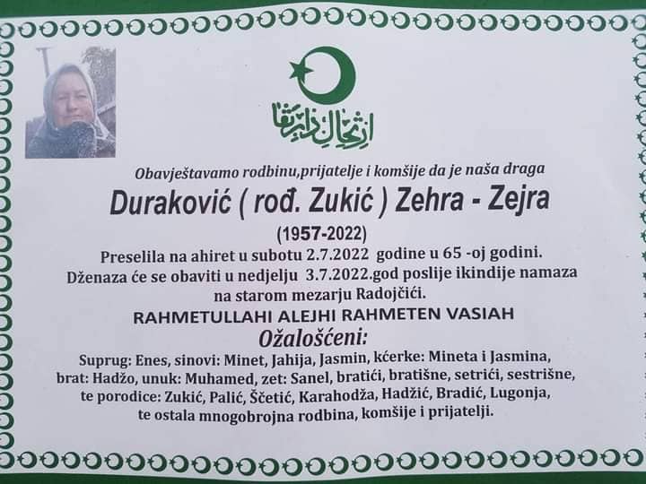 preminula zehra -zejra duraković