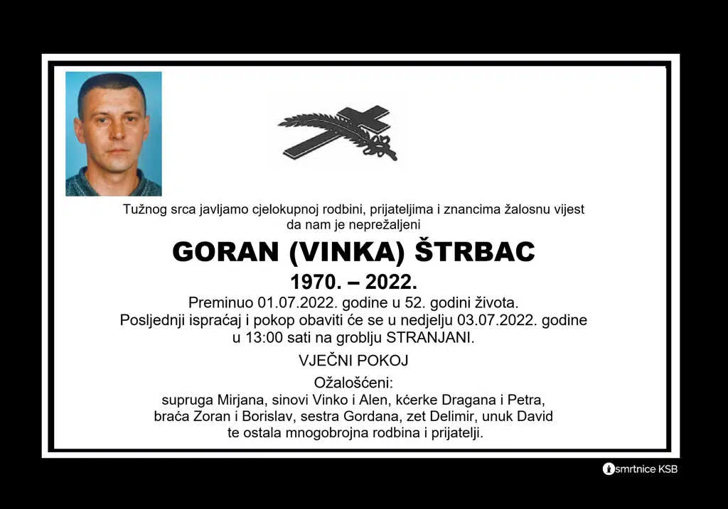 Preminuo Goran Štrbac