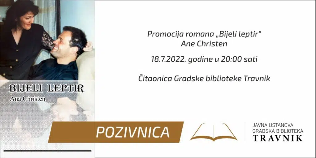 Večeras u Travniku promocija knjige „Bijeli leptir“ Ane Christen