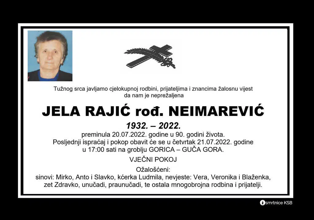 Preminula Jela Rajić