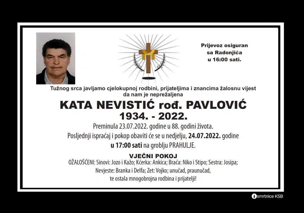 Preminula Kata Nevistić