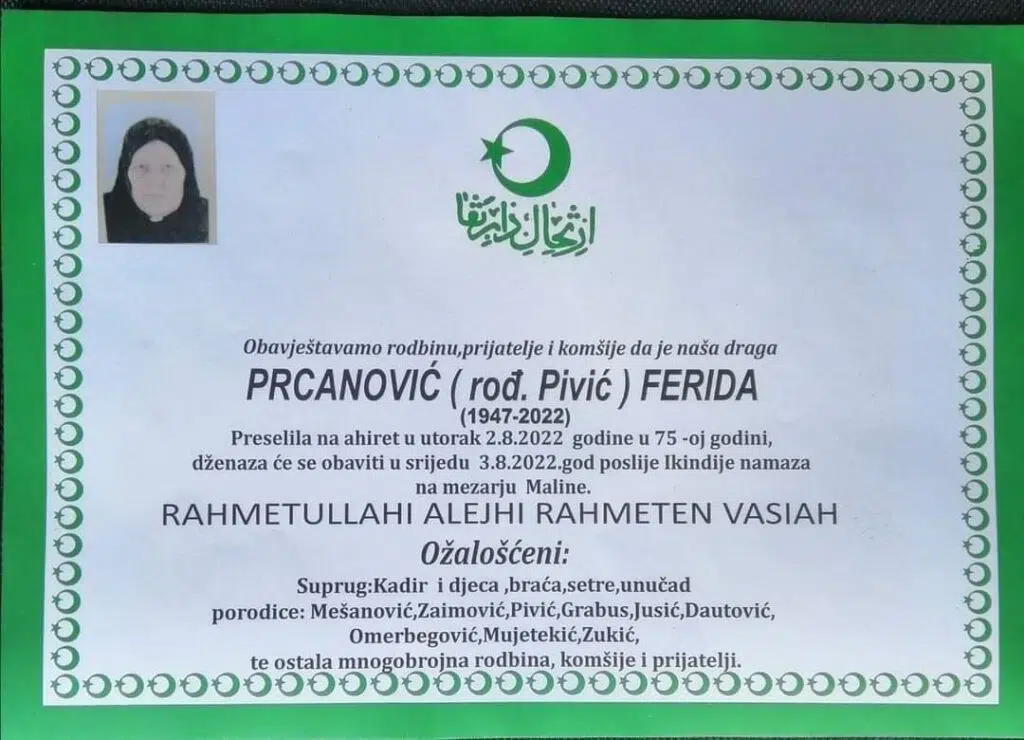 Preminula Ferida Prcanović