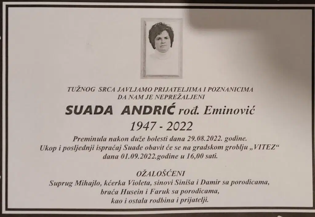 Preminula Suada Andrić