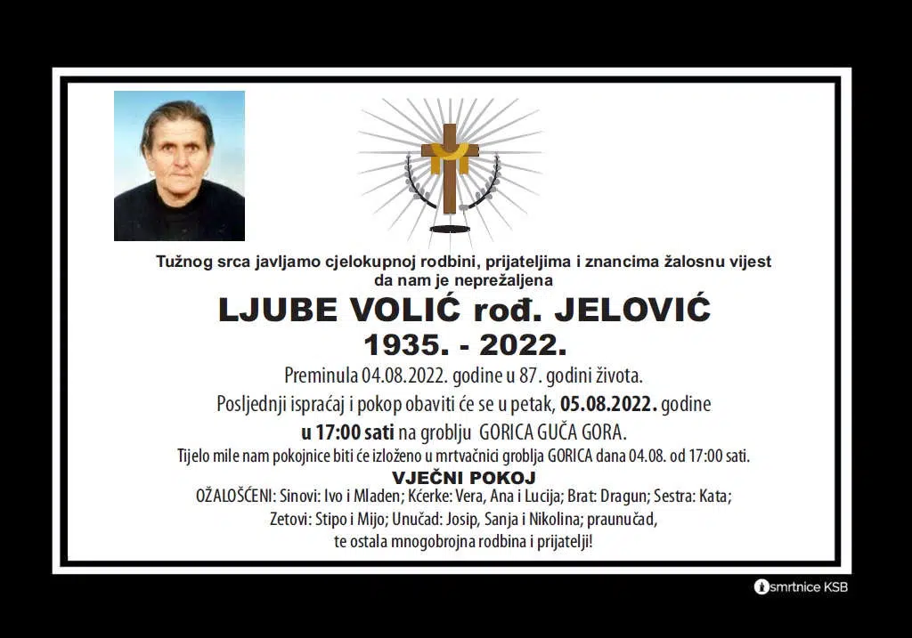 Preminula Ljube Volić