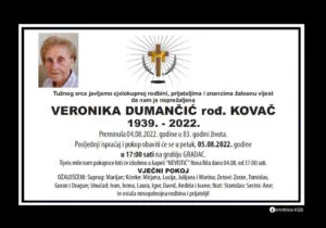 Preminula Veronika Dumančić