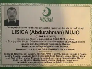 Preminuo Mujo Lisica