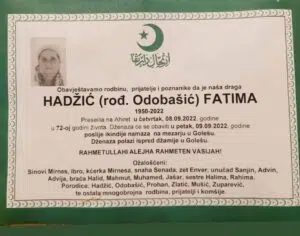 Preminula Fatima Hadžić