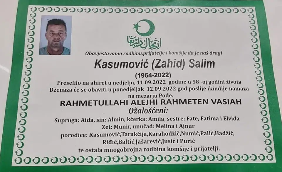 Preminuo Salim Kasumović