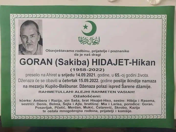 Preminuo Hidajet – Hikan Goran