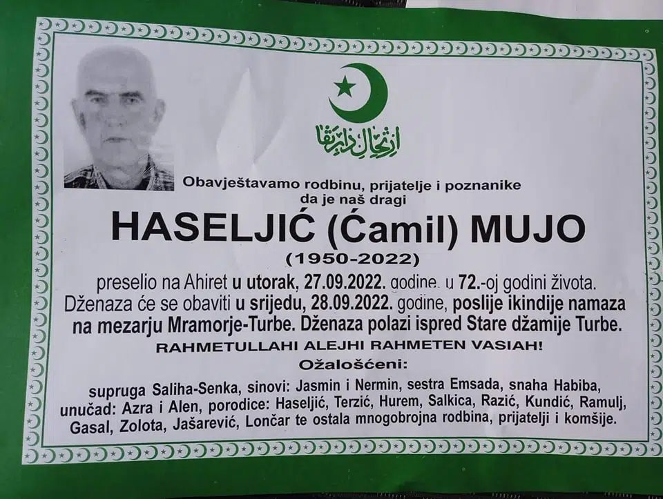 Preminuo Mujo Haseljić