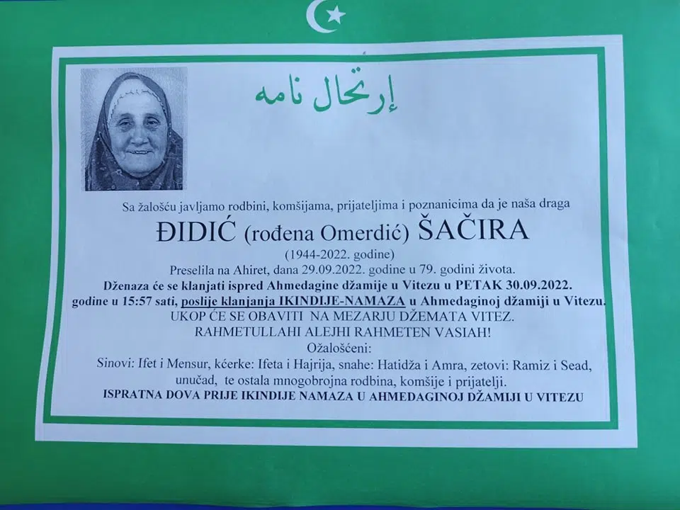 Preminula Šačira Đidić