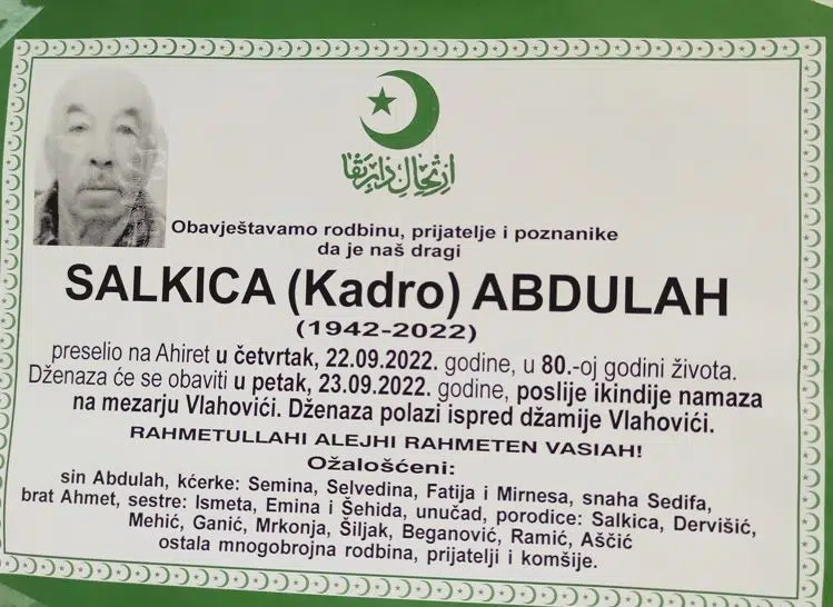 Preminuo Abdulah Salkica