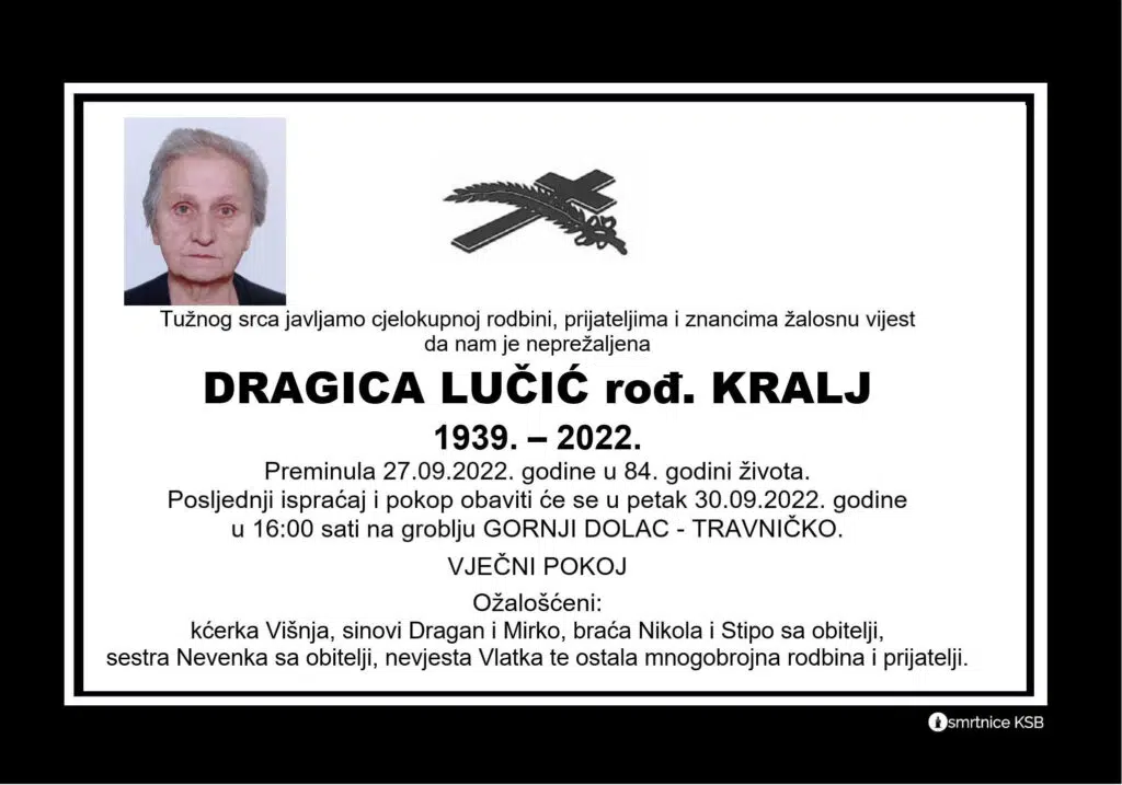 Preminula Dragica Lučić