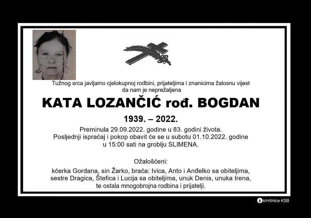 Preminula Kata Lozančić
