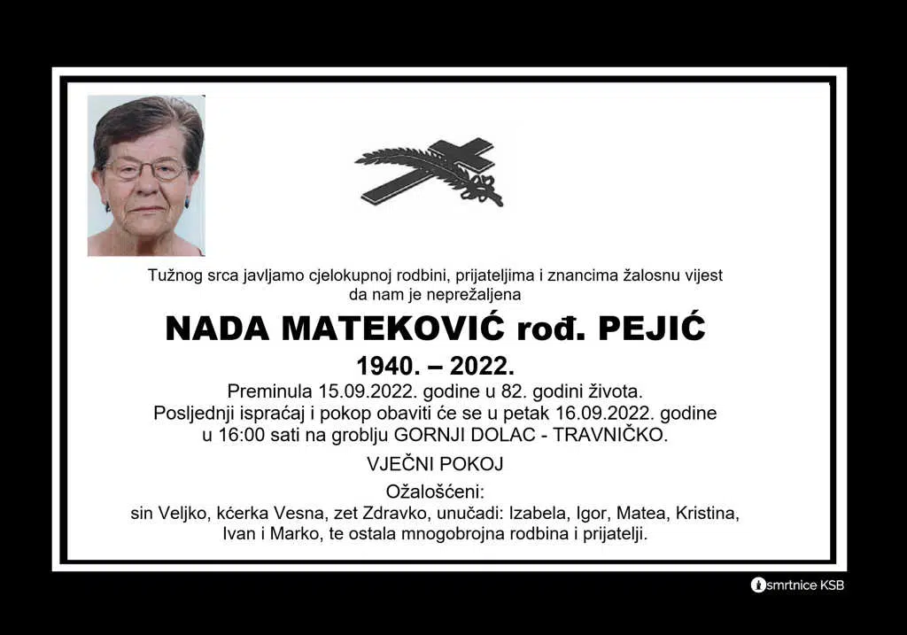 Preminula Nada Mateković